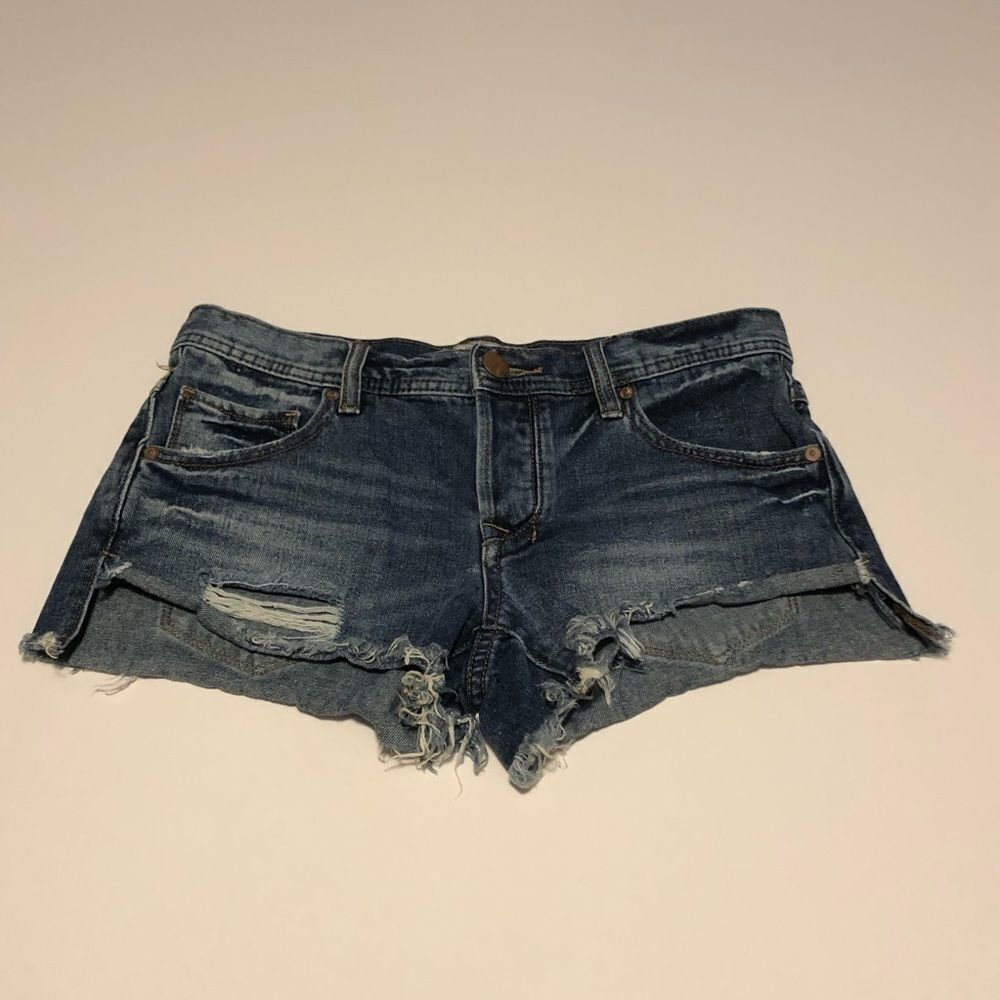 Free People denim, distressed shorts, button-fly